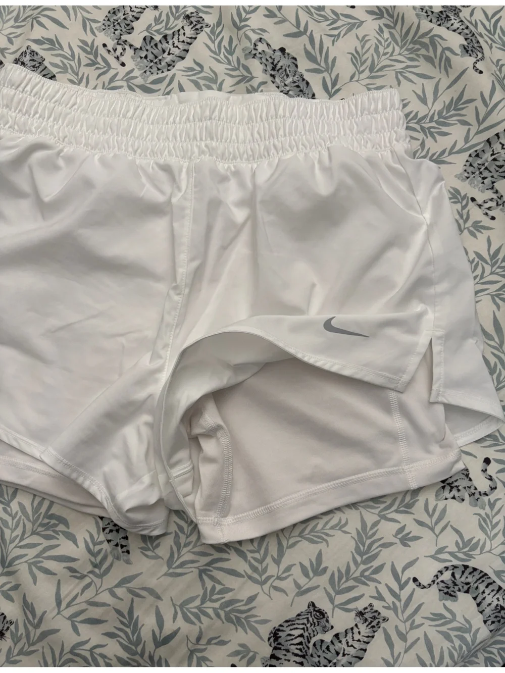 Nike Women’s White Athletic Running Shorts with Smocked Waistband